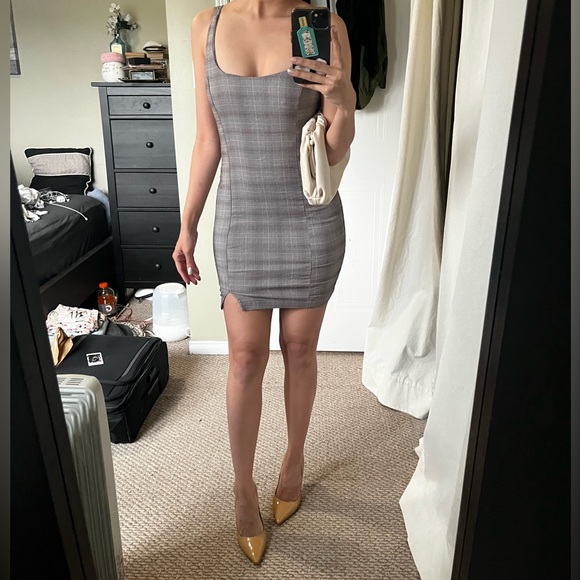 FOREVER 21 PLAID GREY DRESS - Picture 2 of 5